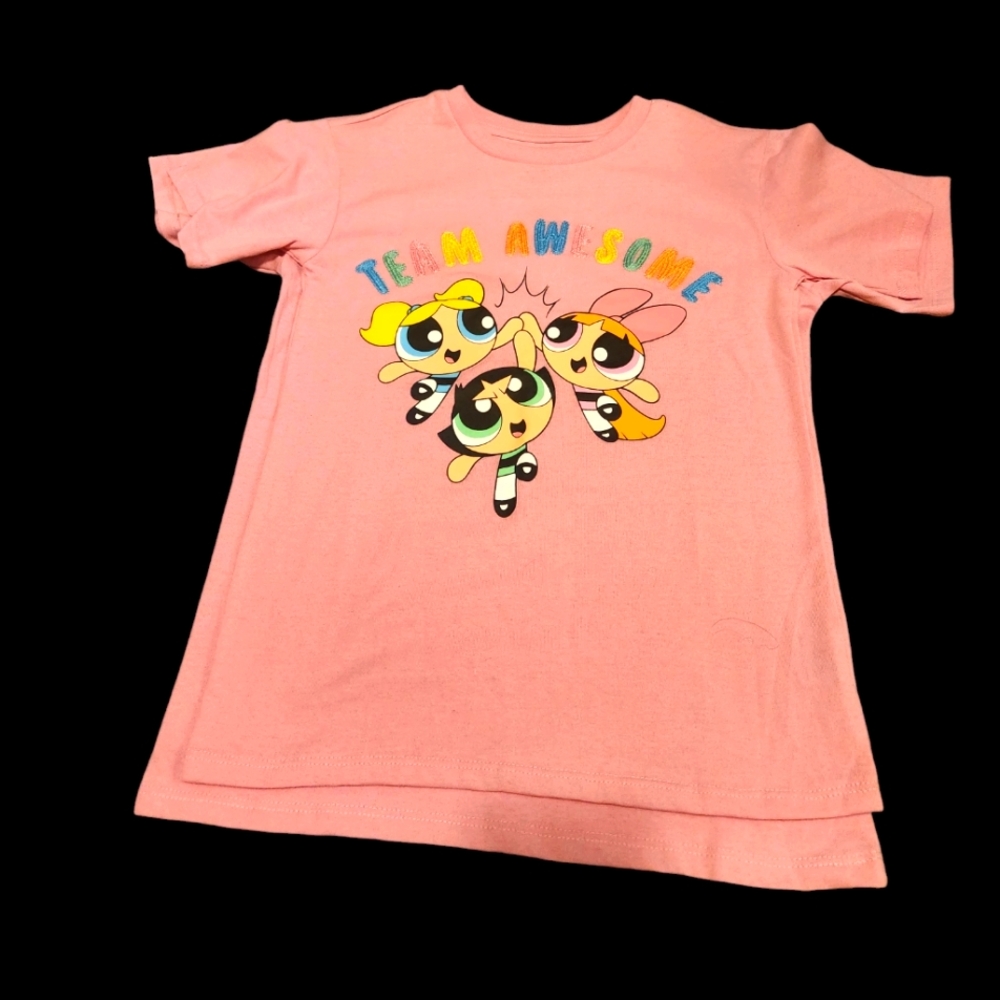 Power Puff Girls Team Awesome Embroidered and Vinyl Print Girls T-Shirt